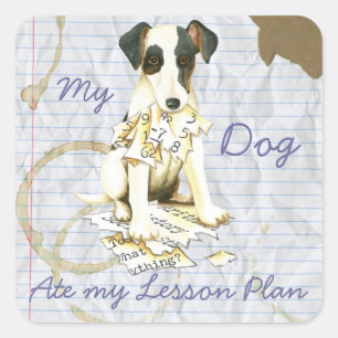 Adesivo Quadrado Minha Raposa Suave Terrier Comeu Meu Plano De Liçã