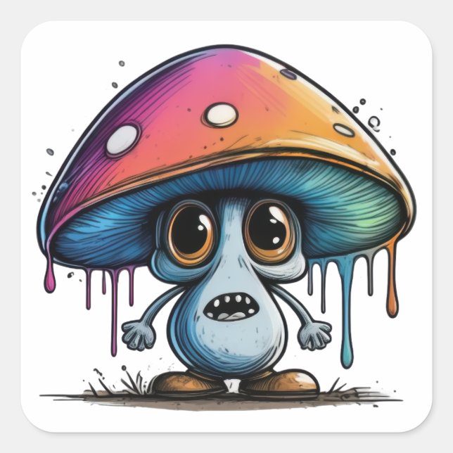 Adesivo Quadrado Mini Mushroom Minion (Frente)