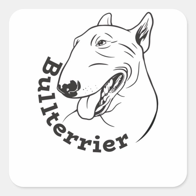 Adesivo Quadrado Miniatura Bull Terrier Bully Gift (Frente)