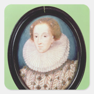 Adesivo Quadrado Miniatura da rainha Elizabeth mim