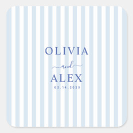 Adesivo Quadrado Minimal and Chic Blue French Personalized Wedding 