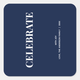 Adesivo Quadrado Minimal CELEBRATE | Azul Marinho de Férias