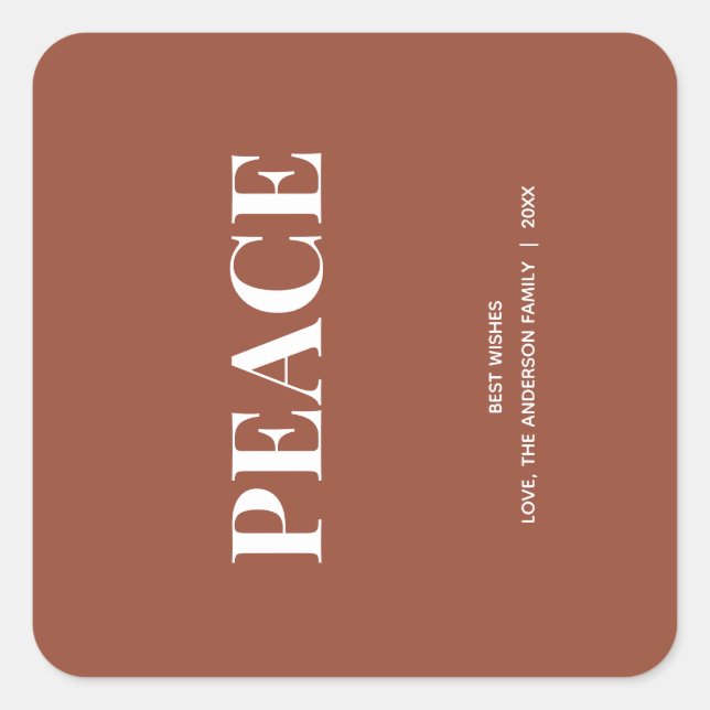 Adesivo Quadrado Minimal PEACE | Terracotta Holiday (Frente)