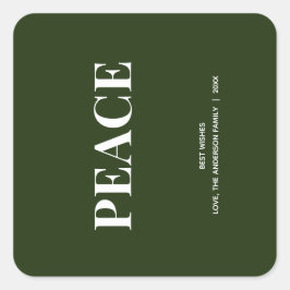 Adesivo Quadrado Minimal PEACE | Verde Floresta Feriado