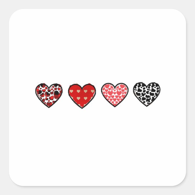 Adesivo Quadrado minimal valentine hearts / “cute love pattern” (Frente)