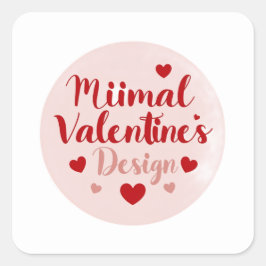 Adesivo Quadrado Minimal Valentine’s Day Love Typography Design | R