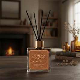 Adesivo Quadrado Minimalist Botanical Reed Diffuser Label Template