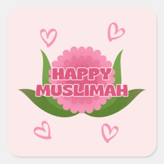 Adesivo Quadrado Minimalist Happy Muslimah Sticker