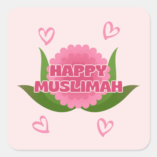 Adesivo Quadrado Minimalist Happy Muslimah Sticker (Frente)