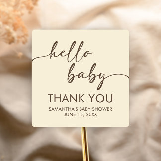 Adesivo Quadrado Minimalist Hello Baby Baby Shower