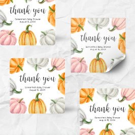 Adesivo Quadrado Minimalist Pumpkin Fall Baby Shower Square