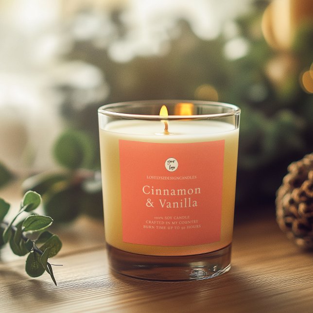 Adesivo Quadrado Minimalist Salmon Candle Product Label (Criador carregado)