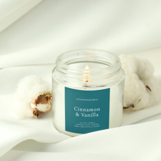 Adesivo Quadrado Minimalist Teal Candle Product Label