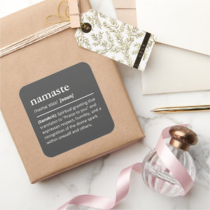 Adesivo Quadrado Minimalista de Definição de Namaste de Dicionário 