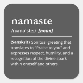 Adesivo Quadrado Minimalista de Definição de Namaste de Dicionário
