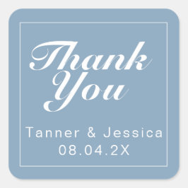 Adesivo Quadrado Minimalista do Glaciar Azul e Branco Muito Obrigad