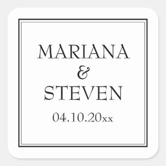 Adesivo Quadrado Minimalista Moderno de Borda Preto e Branco