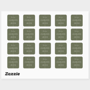 Adesivo Quadrado Minimalista Verde Sage Casamento