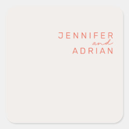 Adesivo Quadrado Mínimo Branco e Red Modern de Pastel Elegante