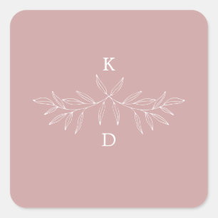Adesivo Quadrado Mínimo de Laurel Wedding Invitation Seal Sticker