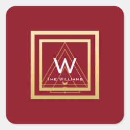 Adesivo Quadrado Mínimo de quadro de Ouro VIP Geometria Vermelha