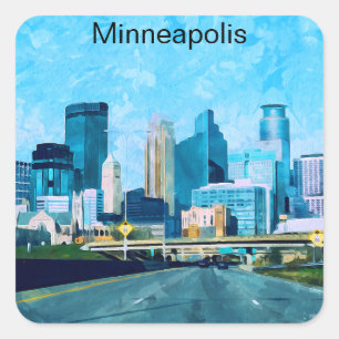 Adesivo Quadrado Minneapolis Minnesota Viagem Skyline