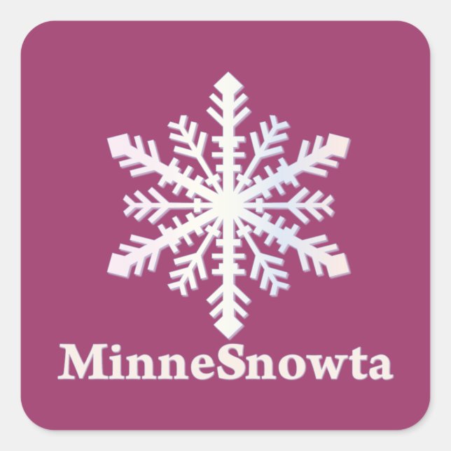 Adesivo Quadrado MinneSnowta com Floco de Neve (Frente)