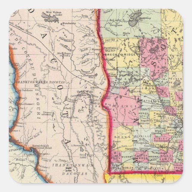 Adesivo Quadrado Minnesota, e Dacotah (Frente)