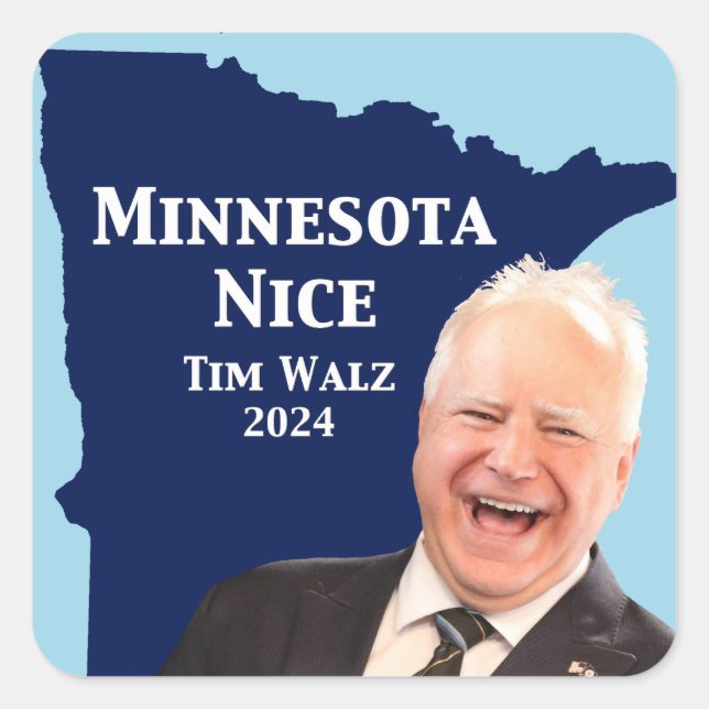 Adesivo Quadrado Minnesota Nice Tim Walz (Frente)