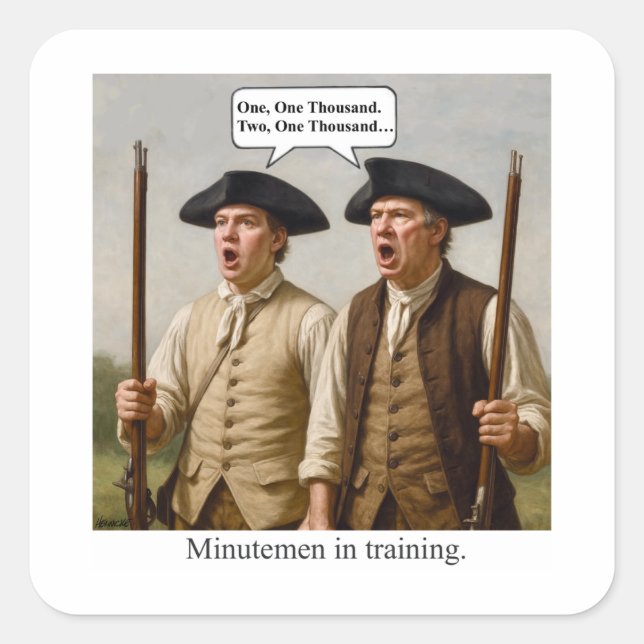 Adesivo Quadrado Minutemen in training. (Frente)