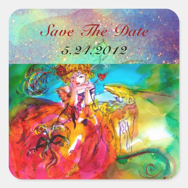 Adesivo Quadrado MIRANDOLINA, rosa, amarelo fuchsia (Frente)