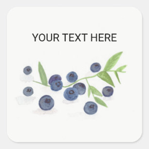 Adesivo Quadrado Mirtilos fruta cozinha aquarela comida rústica 