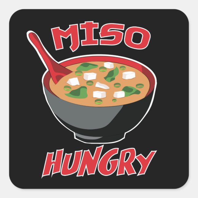 Adesivo Quadrado Miso Hungry Funny Comida Kawaii (Frente)