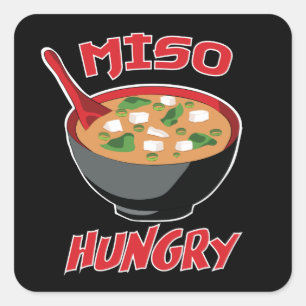 Adesivo Quadrado Miso Hungry Funny Comida Kawaii