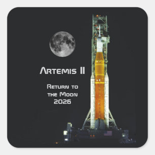 Adesivo Quadrado Missão da Artemis II à Lua