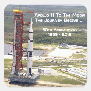 Adesivo Quadrado Missão de Apollo 11 ao aniversário da lua
