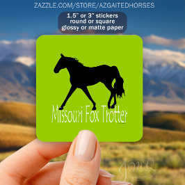Adesivo Quadrado Missouri Fox Trotter Horse Silhouette Bright Green