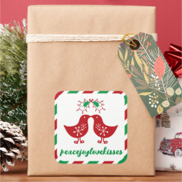 Adesivo Quadrado Mistletoes Beijando Franguinhos Sr & Sra 1º Natal