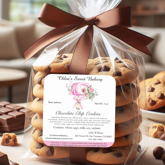 Adesivo Quadrado Misturador de padaria para uso doméstico com etiqu (Criador carregado)