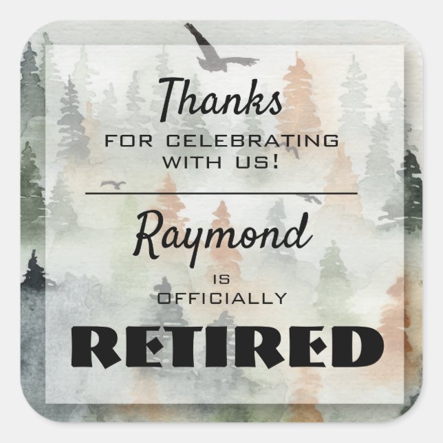 Adesivo Quadrado Misty Forest Masculine Party Favor Stickers (Frente)