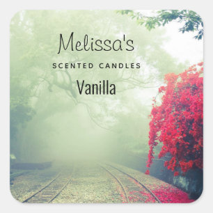 Adesivo Quadrado Misty Railroad Tracks Foto Candle Biz