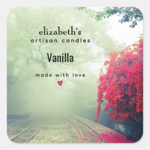 Adesivo Quadrado Misty Railroad Tracks Foto Candle Biz