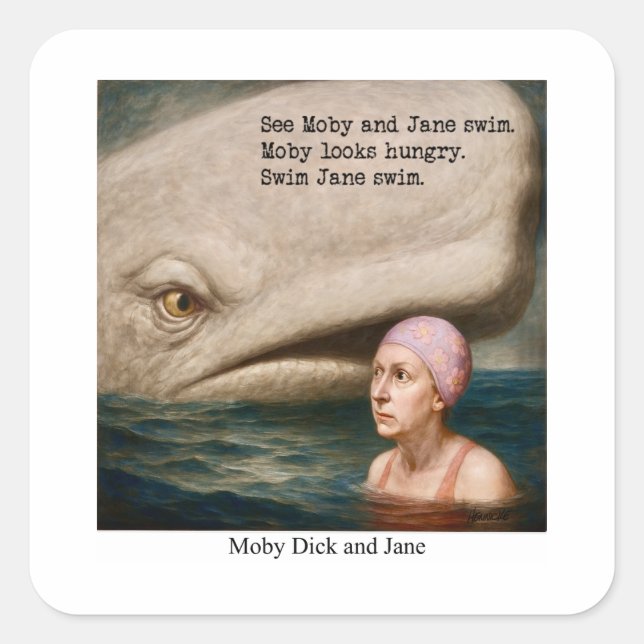 Adesivo Quadrado Moby Dick e Jane (Frente)