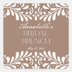 Adesivo Quadrado Mocha Brown Talavera Brunch Espanhol de Noiva Fies