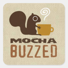 Adesivo Quadrado Mocha Buzzed Amante de os animais Engraçado de Esq