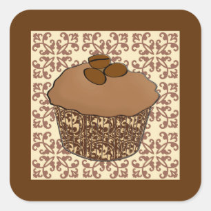Adesivo Quadrado Mocha / Cupcake do Fosco do café, Fundo do local