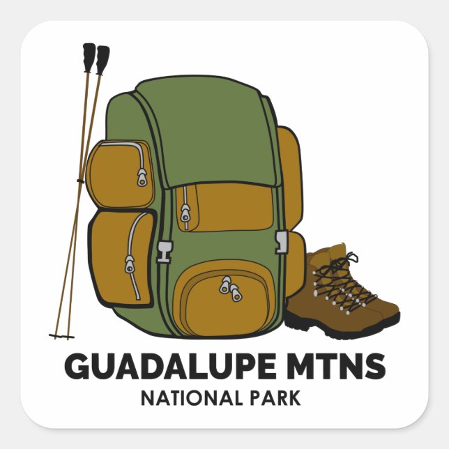 Adesivo Quadrado Mochila do Parque Nacional da Guadalupe (Frente)