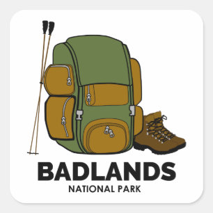 Adesivo Quadrado Mochila do Parque Nacional das Ilhas Badlands