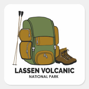 Adesivo Quadrado Mochila do Parque Nacional Vulcânico de Lassen