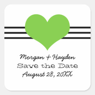 Adesivo Quadrado Mod Heart Save the Date Stickers, Green